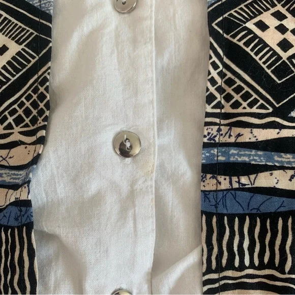 Vintage Roughrider Western Fringe Cropped Button Up Shirt Blue Black Small - Picture 13 of 14